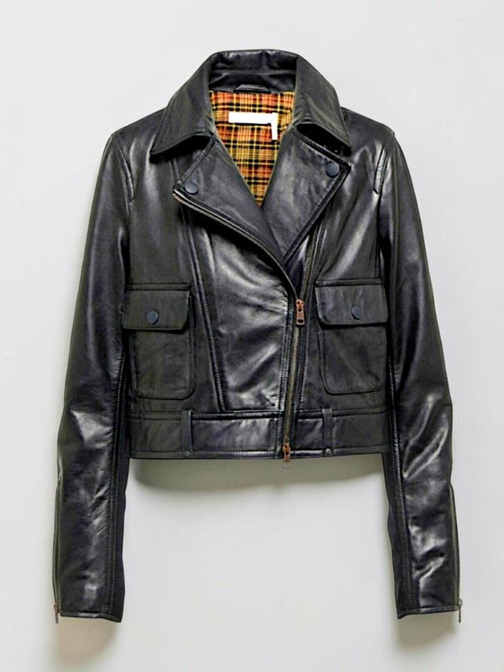 See By Chloe minimalist fairy goth punk lamb leather crop biker jacket 36 Euro S